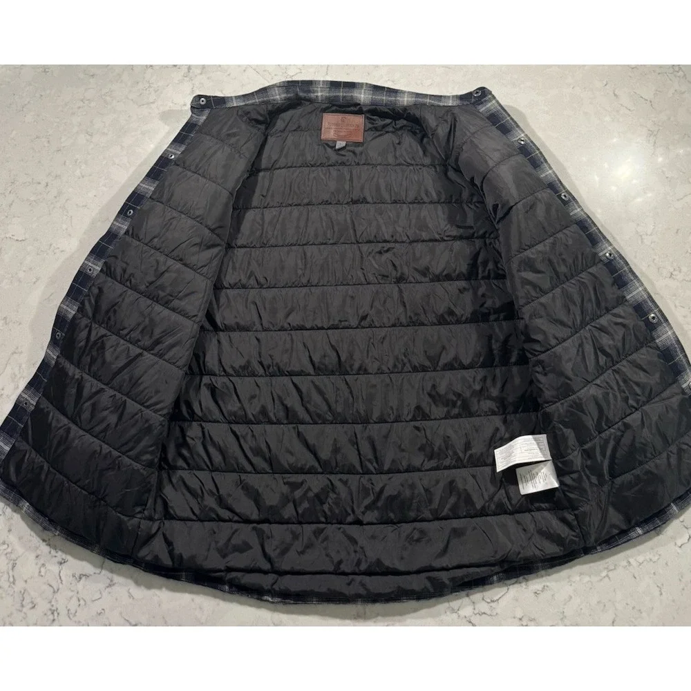 Rugged Elements Quilted Flannel Shirt Jacket Mens Large Gray Black Plaid Shacket